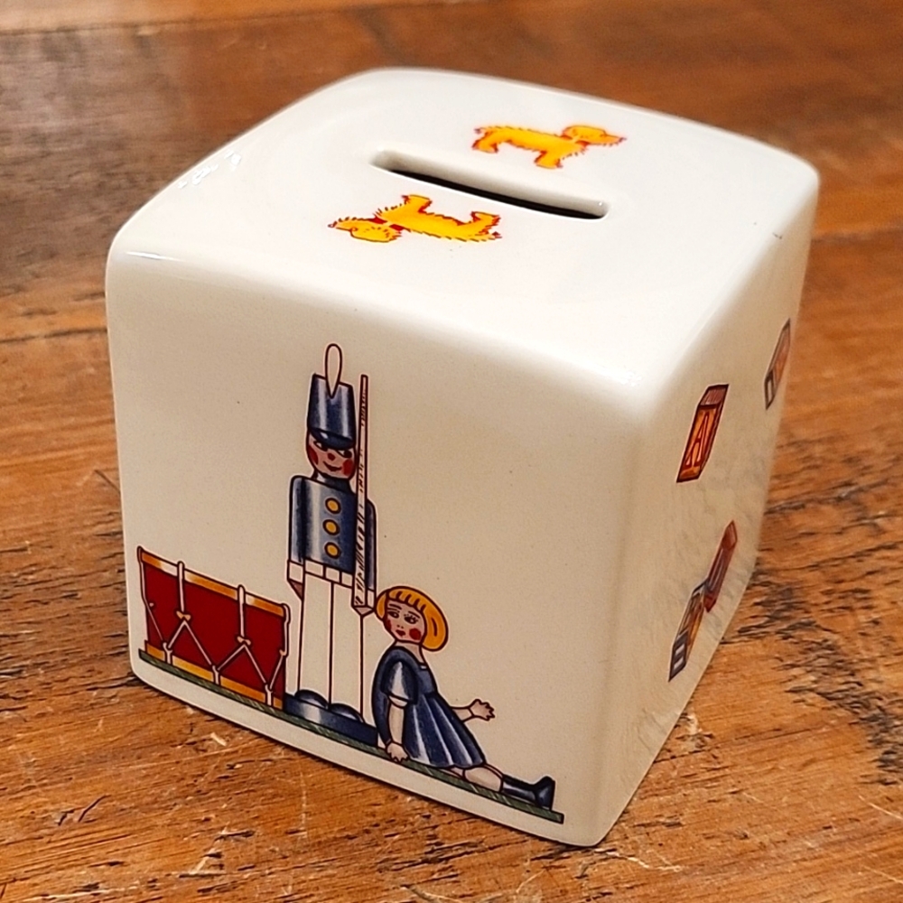 Tiffany & Co. White Ceramic Money Box with Colorful Illustrations